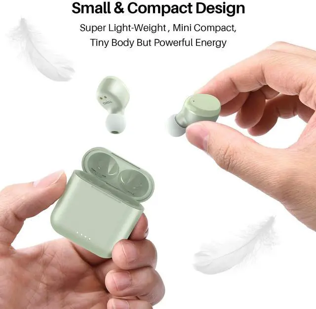 Alt view image 6 of 7 - TOZO T6 Wireless Earbuds Bluetooth 5.3 Built-in Mic Headphones IPX8 Waterproof, Green (Refurbished)