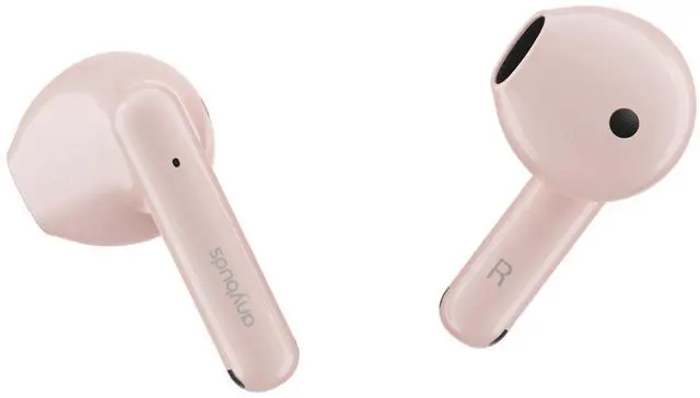Alt view image 2 of 7 - Anybuds Pink Wireless Earbuds Semi-in-ear, ENC Call Noise Cancellation Headphones Up to 25 Hours Playtime with Charger Case