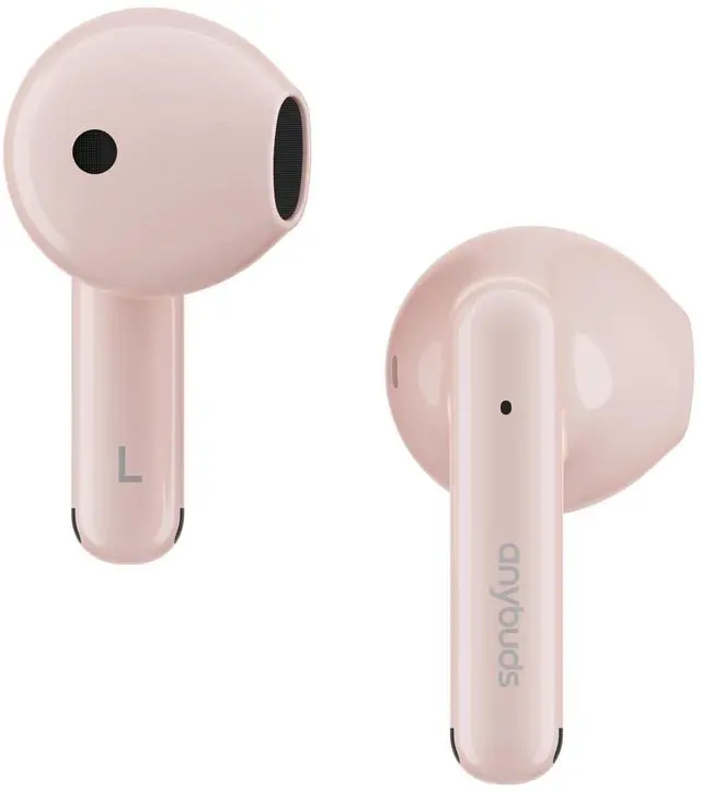 Alt view image 3 of 7 - Anybuds Pink Wireless Earbuds Semi-in-ear, ENC Call Noise Cancellation Headphones Up to 25 Hours Playtime with Charger Case