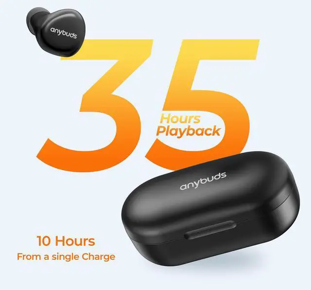 Alt view image 6 of 7 - Anybuds Bluetooth 5.3 Wireless Earbuds, In-Ear CD-Quality Sound Built-in Mic Headphones, Long
Distance Connection 35H Playback with Charger Case, Black