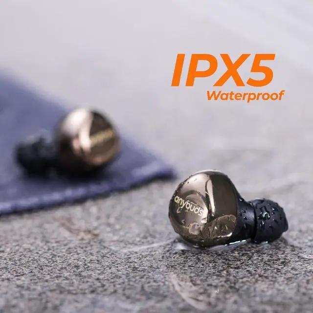 Alt view image 5 of 7 - Anybuds Bluetooth 5.3 Wireless Earbuds, In-Ear CD-Quality Sound Built-in Mic Headphones, LongDistance Connection 35H Playback with Charger Case, Black Gold