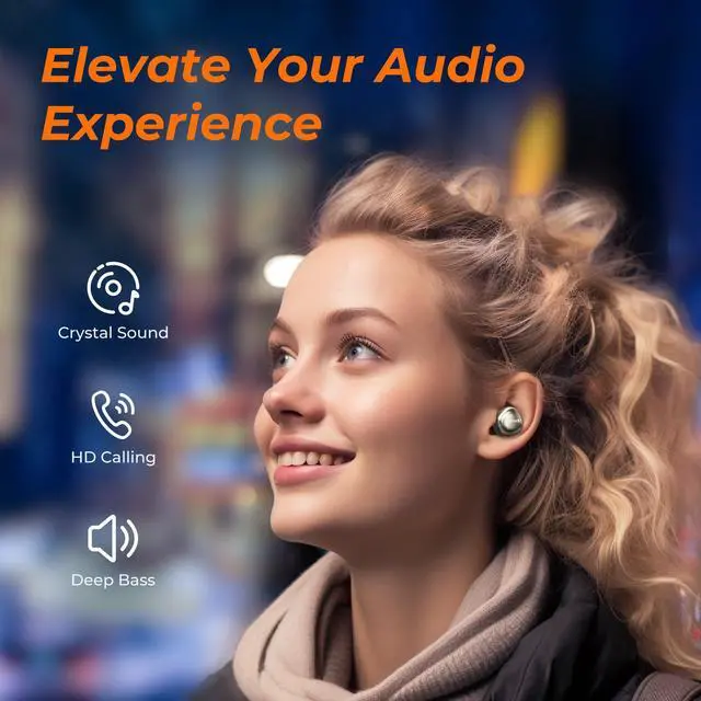 Alt view image 6 of 7 - Anybuds Bluetooth 5.3 Wireless Earbuds, In-Ear CD-Quality Sound Built-in Mic Headphones, LongDistance Connection 35H Playback with Charger Case, Black Gold