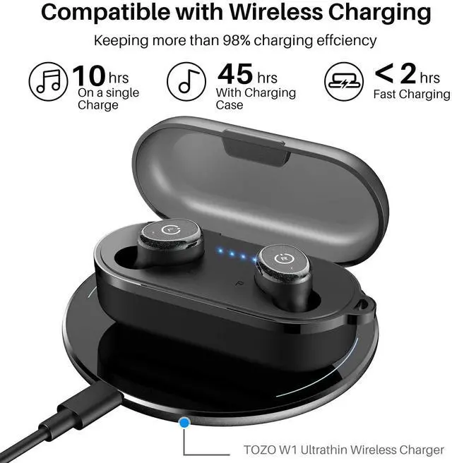 Alt view image 6 of 7 - TOZO T10 Bluetooth 5.3 Wireless Earbuds IPX8 Waterproof Stereo In Ear Headphones Up to 45H Playtime, Black (Refurbished)