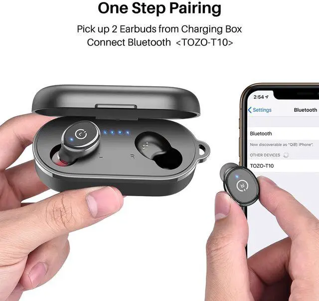 Alt view image 2 of 7 - TOZO T10 Bluetooth 5.3 Wireless Earbuds IPX8 Waterproof Stereo In Ear Headphones Up to 45H Playtime, Black (Refurbished)