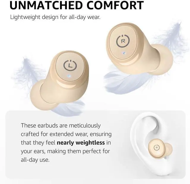 Alt view image 4 of 7 - TOZO T10 Mini Bluetooth 5.3 Wireless Earbuds IPX8 Waterproof Stereo In Ear Headphones Up to 45H Playtime, Matte Khaki (Refurbished)