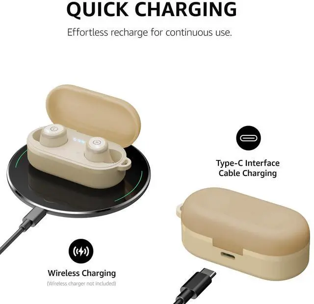 Alt view image 7 of 7 - TOZO T10 Mini Bluetooth 5.3 Wireless Earbuds IPX8 Waterproof Stereo In Ear Headphones Up to 45H Playtime, Matte Khaki (Refurbished)
