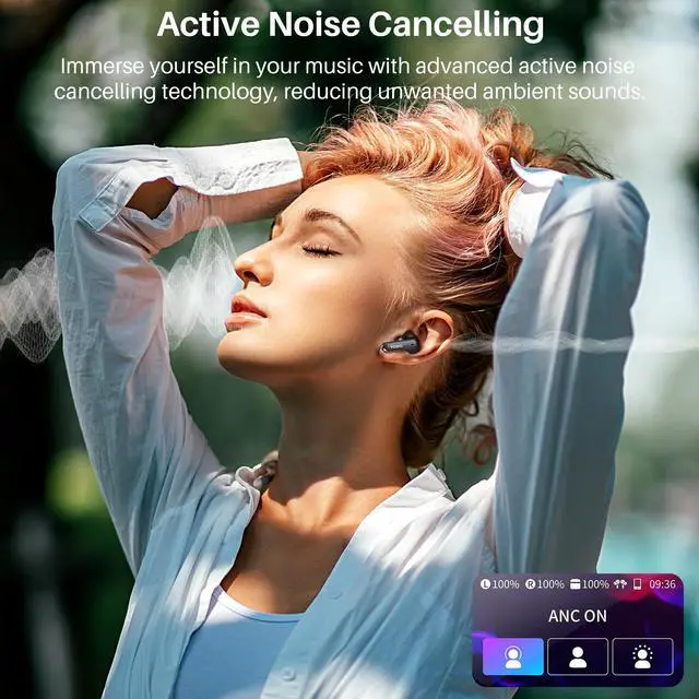 Alt view image 4 of 7 - TOZO ColorPods Bluetooth 5.4 Wireless Earbuds with Smart Interactive Display Charger Case, ANC Active Noise Canceling Headphones, 32 EQs via APP Earphones IPX5 Waterproof