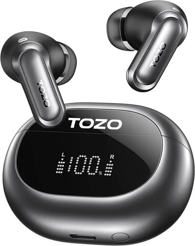 Main image of TOZO NC20 Active Noise Cancelling Wireless Earbuds, LDAC Hi-Res Sound Bluetooth Headphones, 6 Mics AI Call Ear Buds 80H Playtime, Dual Pairing, 32 EQ via App, IPX8 Waterproof, Wireless Charging Case
