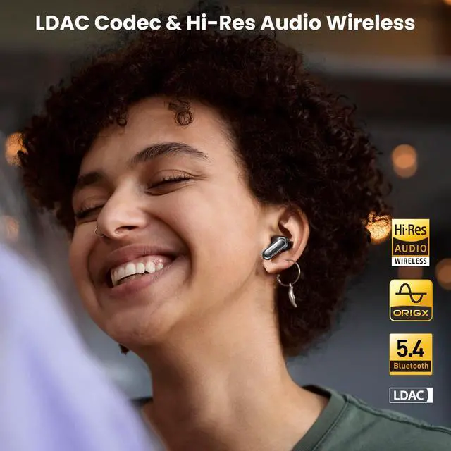 Alt view image 2 of 7 - TOZO NC20 Active Noise Cancelling Wireless Earbuds, LDAC Hi-Res Sound Bluetooth Headphones, 6 Mics AI Call Ear Buds 80H Playtime, Dual Pairing, 32 EQ via App, IPX8 Waterproof, Wireless Charging Case