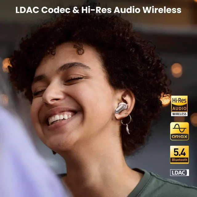 Alt view image 2 of 7 - TOZO NC20 Active Noise Cancelling Wireless Earbuds, LDAC Hi-Res Sound Bluetooth Headphones, 6 Mics AI Call Ear Buds 80H Playtime, Dual Pairing, 32 EQ via App, IPX8 Waterproof, Wireless Charging Case