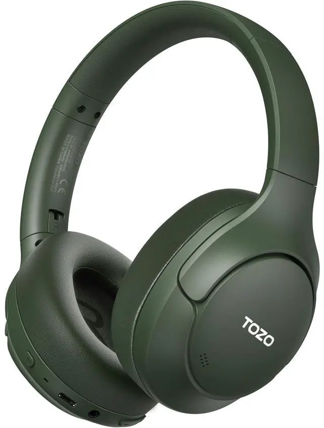 Main image of TOZO HT3 Wireless Over Ear Headset Bluetooth 6.0, with 5 Mics Hybrid Noise Cancelling Headphones Foldable, AI Voice Assistant, Green