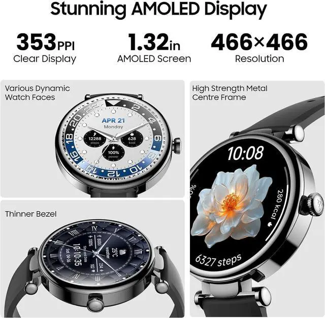 Alt view image 2 of 7 - TOZO S8 Smart Watch with 1.32" AMOLED Touch Screen, Bluetooth Calls & Text, Health Tracker Watch, 3ATM Waterproof, 100+ Sports Modes with APP, for Android iOS