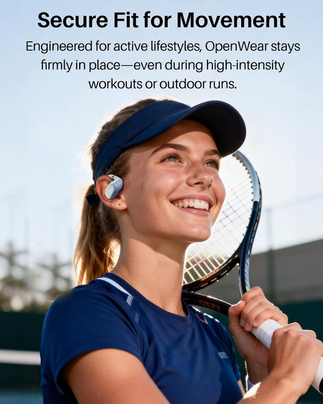 Alt view image 6 of 7 - TOZO OpenWear Bluetooth Headset with APP AI Translation Real Time 145+ Languages, Open Ear Earbuds, 60H Battery with Smart Display Charger Case Headphones Comfort, Blue