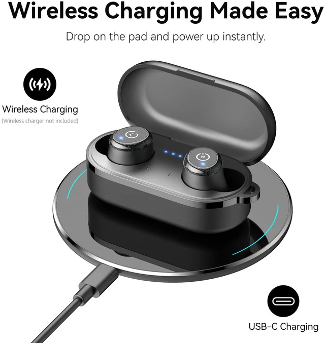 Alt view image 6 of 7 - TOZO T10 Wireless Earbuds Powerful Bass Stereo 55H Battery with Charging Case, App Customize EQ, IPX8 Waterproof, Bluetooth 5.3 Headphones Black (Refurbished)