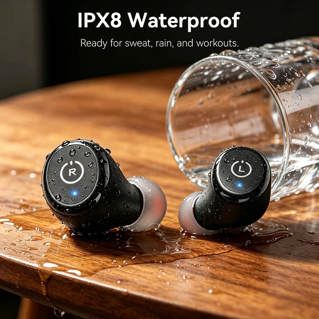 Alt view image 4 of 7 - TOZO T10 Wireless Earbuds Powerful Bass Stereo 55H Battery with Charging Case, App Customize EQ, IPX8 Waterproof, Bluetooth 5.3 Headphones Black (Refurbished)