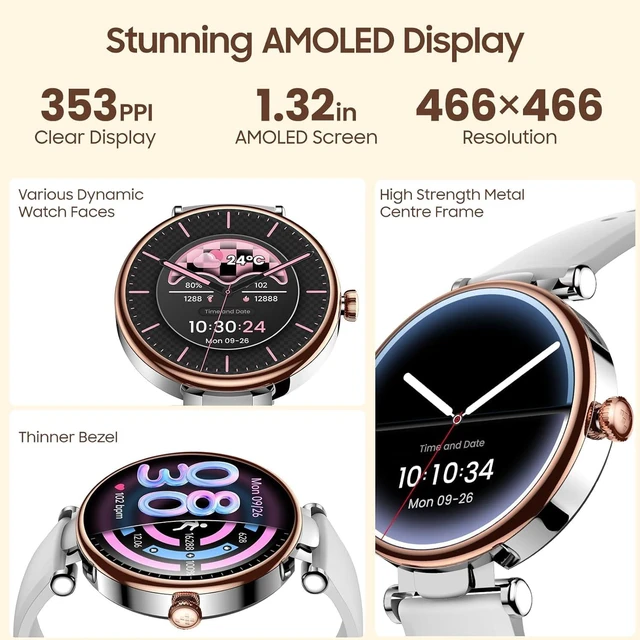 Alt view image 2 of 7 - TOZO S8 Smart Watch with AMOLED Touch Screen, Bluetooth Calls & Text, Health Tracker Watch, 3ATM Waterproof Smartwatch, 100+ Sports Modes with APP for Android iOS