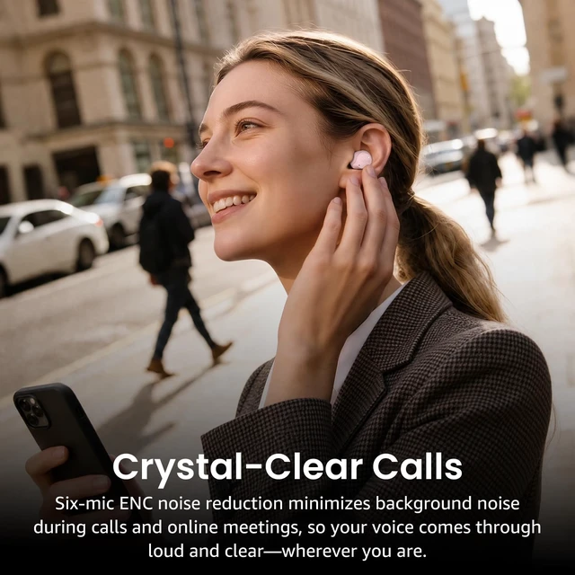 Alt view image 3 of 7 - TOZO NC9 Hybrid Active Noise Cancelling Wireless Earbuds 60H Playtime with LED Display Charger Case, 6 Mics ENC Clear Call Headphones IPX8 Waterproof, Pink