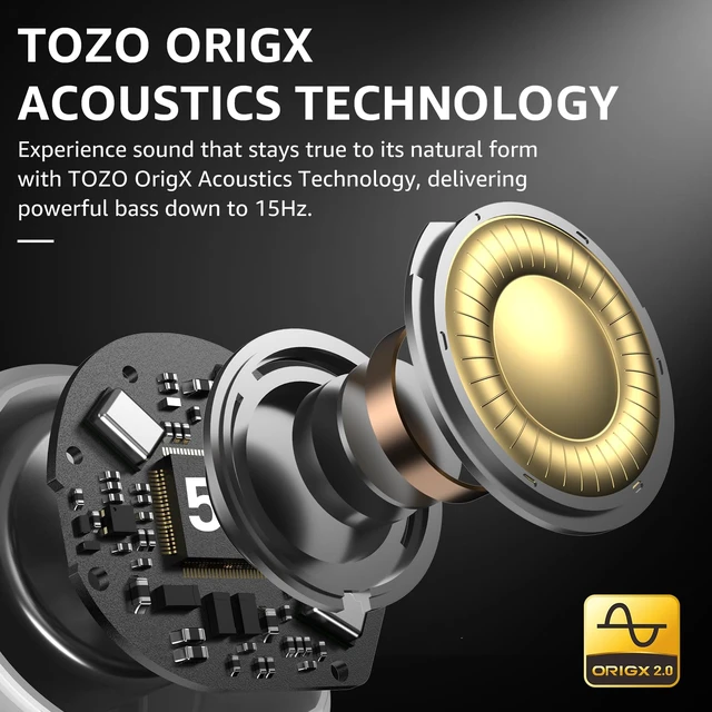 Alt view image 7 of 7 - TOZO NC9 Hybrid Active Noise Cancelling Wireless Earbuds, 60H with LED Display Charger Case, 6 Mic Deep Bass Sound in Ear Bluetooth 5.3 Headphones IPX8, 32 EQs via APP, White