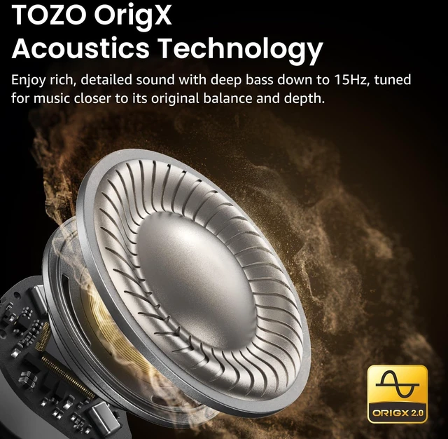 Alt view image 3 of 7 - TOZO NC9 Hybrid Active Noise Cancelling Wireless Earbuds 60H, LED Display, 6 Mics ENC Clear Call Headphones IPX8 Waterproof, 32 EQs via APP, Comfort Fit Ear Buds, Red