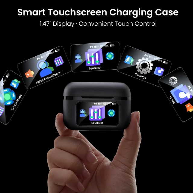 Alt view image 4 of 7 - TOZO NC9 Pro Wireless Earbuds with Smart Touch Screen, LDAC Hi-Res Audio Active Noise Cancelling, Dual Device Connection, Bluetooth 6.0 Headphones