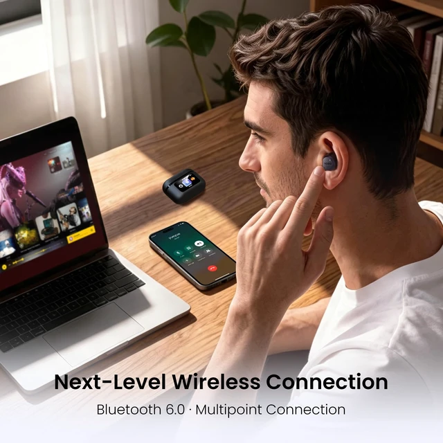 Alt view image 7 of 7 - TOZO NC9 Pro Wireless Earbuds with Smart Touch Screen, LDAC Hi-Res Audio Active Noise Cancelling, Dual Device Connection, Bluetooth 6.0 Headphones