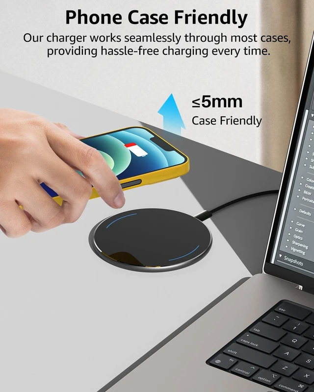 Alt view image 4 of 7 - TOZO W1 Wireless Charger Ultra Thin Aviation Aluminum CNC Unibody Fast Charging Pad (NO AC Adapter)