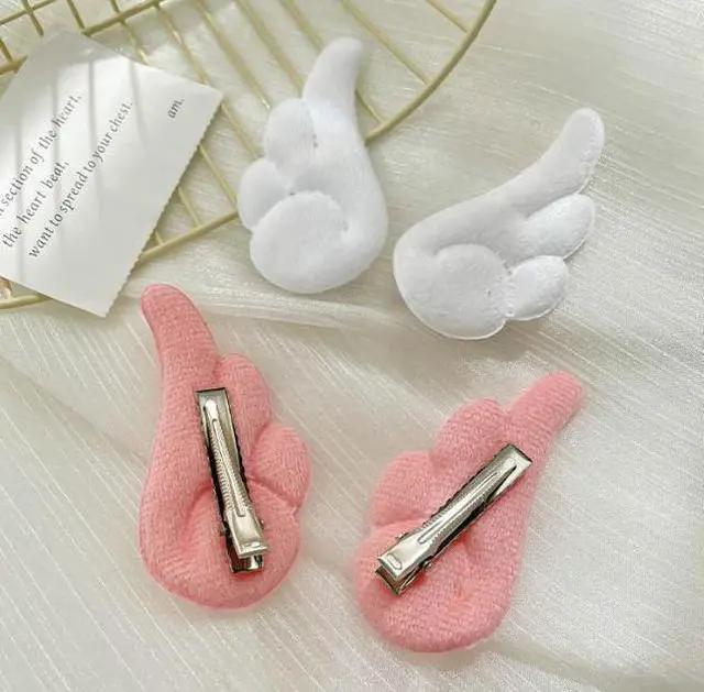 Alt view image 3 of 5 - Cloth art metal buckle lovely contracted angel wing hairpin