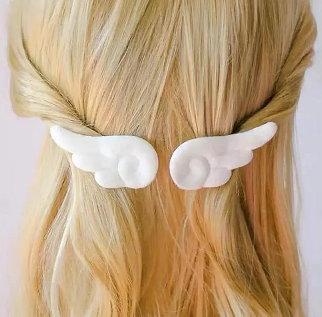 Alt view image 4 of 5 - Cloth art metal buckle lovely contracted angel wing hairpin