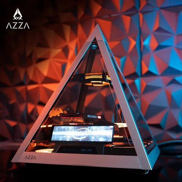 Alt view image 6 of 7 - AZZA PYRAMID 804L / PCIE 3.0 included / Gaming / CNC ATX Case / tempered glass / Aluminum Frame / Type-C Port / 1x120mm ARGB fan included