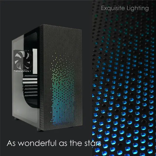 Alt view image 3 of 8 - AZZA CELESTA 340F / Gaming / ATX Mid Tower/ Tempered Glass / Black / Steel / Plastic / ARGB Panel / 1 x 120mm fan included
