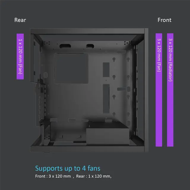 Alt view image 7 of 7 - AZZA 808W-M / Gaming / CNC ATX Case  /  White / Aluminum / Steel / additional mesh airflow panel / 1 x 120 mm ARGB fan included / Type-C Port