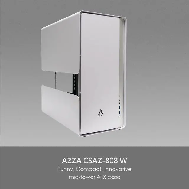 Alt view image 3 of 7 - AZZA 808W-M / Gaming / CNC ATX Case  /  White / Aluminum / Steel / additional mesh airflow panel / 1 x 120 mm ARGB fan included / Type-C Port