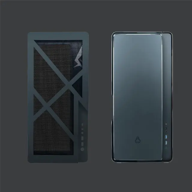 Alt view image 4 of 7 - AZZA 808B-M / Gaming / CNC ATX Case / Black / Aluminum / Steel / additional mesh airflow panel / 1 x 120 mm ARGB fan included / Type-C Port