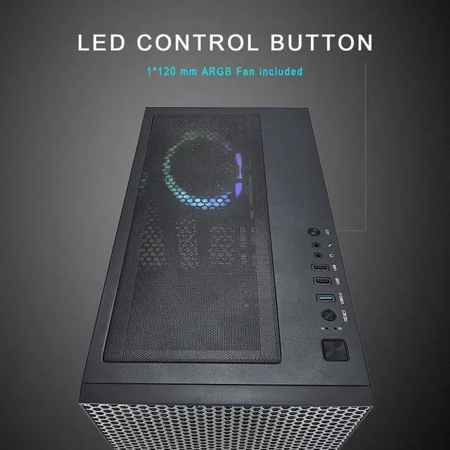 Alt view image 16 of 17 - AZZA HIVE 450 / Gaming / ATX Mid-Tower /  / Tempered Glass / Black / Steel / 1 x 120mm fan included