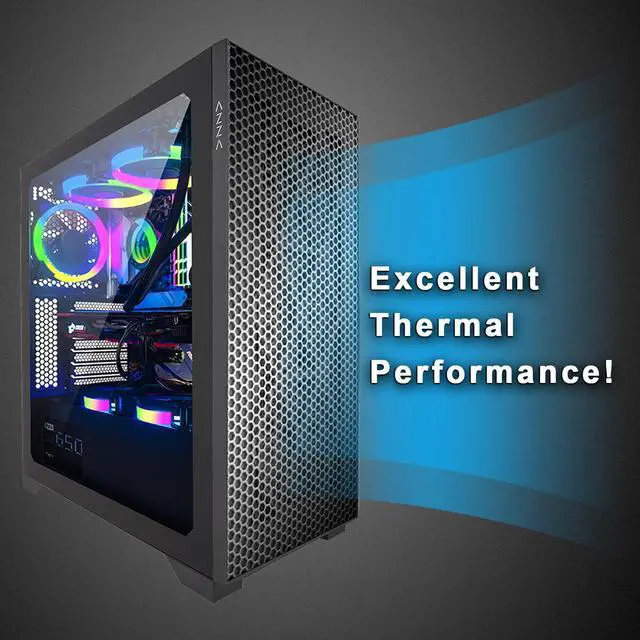 Alt view image 13 of 17 - AZZA HIVE 450 / Gaming / ATX Mid-Tower /  / Tempered Glass / Black / Steel / 1 x 120mm fan included
