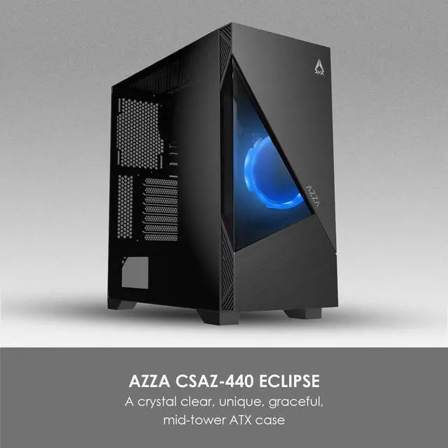 Alt view image 11 of 15 - AZZA ECLIPSE 440 / Gaming / ATX Mid-Tower  / Tempered Glass / Black / Steel   / 1 x 120mm ARGB fan included