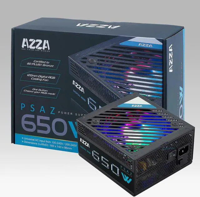 Alt view image 7 of 8 - AZZA 650W ARGB / ATX 80 PLUS / Bronze certified / Non-Modular Power Supply