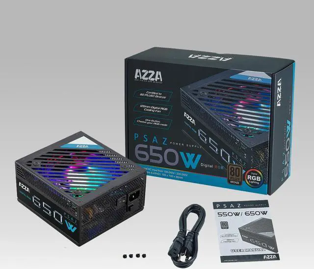 Alt view image 8 of 8 - AZZA 650W ARGB / ATX 80 PLUS / Bronze certified / Non-Modular Power Supply