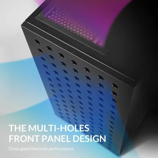 Alt view image 5 of 7 - AZZA ELISE 140 / Gaming / Micro ATX Case / Tempered Glass / Black / Pegboard design / Pink & White dust net / 1x 120 mm ARGB fan included