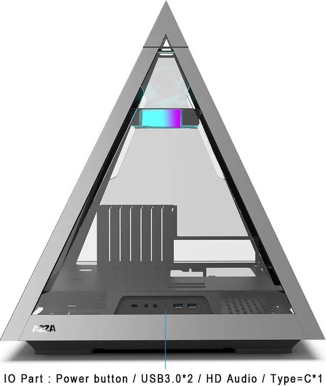 Alt view image 3 of 8 - AZZA PYRAMID 804V / Gaming /  CNC ATX Case  / Tempered Glass /Aluminum Frame / Type-C Port / PCIE Riser Cable Unnecessary