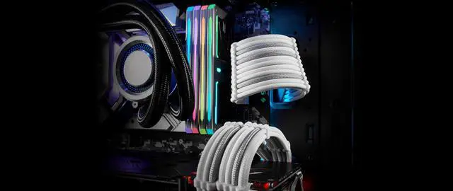 Alt view image 4 of 6 - AZZA ACAZ-002 / Power Supply Sleeved Cable / White / Silver / Power Supply Cable Extension Kit with Extra-Sleeved / 24 PIN 8PIN 6PIN 4+4 PIN / Combs / 11.8inch / 30cm
