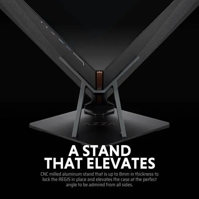 Alt view image 4 of 7 - AZZA Regis 902 / Luxury /  CNC ATX Case / 3-Sided Tempered Glass / Gold /  Aluminum Frame & Stand / Infinity ARGB Panel / 1 x 140 mm fan included / AZZA HUB included / Type-C Port