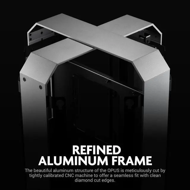 Alt view image 3 of 7 - AZZA Opus 809 / Gaming /  CNC ATX Case / 4-Side Tempered Glass / Silver / Dual Orientation - CNC-Milled Aluminum / PCIE 3.0 included / Type-C Port