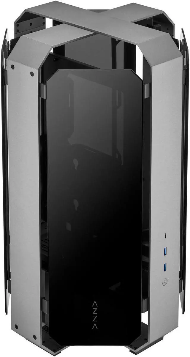 Main image of AZZA Opus 809 / Gaming /  CNC ATX Case / 4-Side Tempered Glass / Silver / Dual Orientation - CNC-Milled Aluminum / PCIE 3.0 included / Type-C Port
