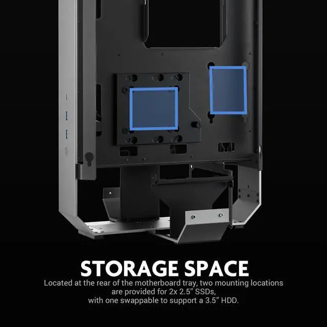 Alt view image 7 of 7 - AZZA Opus 809 / Gaming /  CNC ATX Case / 4-Side Tempered Glass / Silver / Dual Orientation - CNC-Milled Aluminum / PCIE 3.0 included / Type-C Port