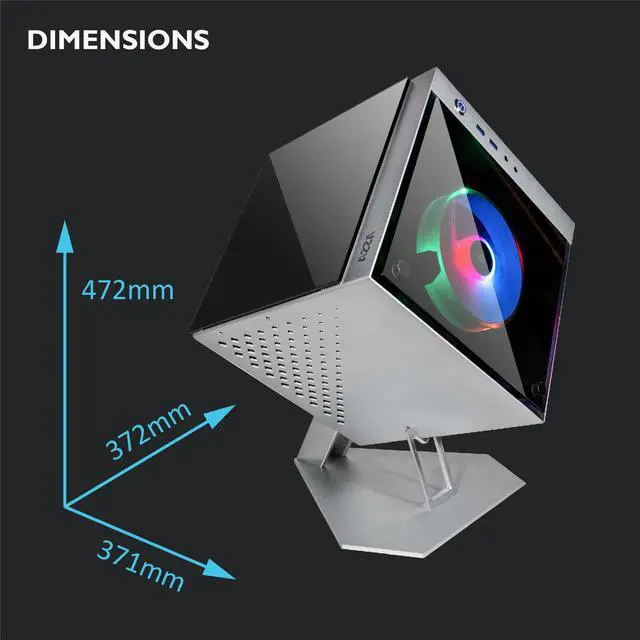 Alt view image 4 of 7 - AZZA CUBE MINI 805 / Gaming / CNC Mini-ITX Case  / Tempered Glass / Aluminum / 1x 140 mm ARGB fan & 1x 80 mm Black fan included