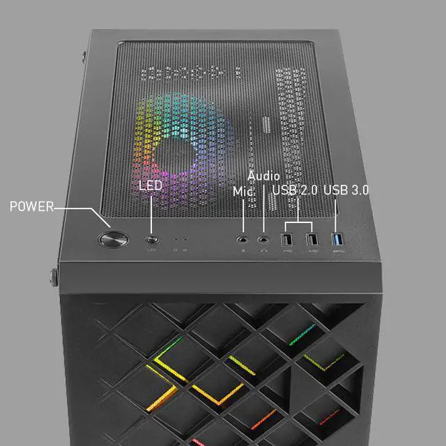 Alt view image 2 of 7 - AZZA Spectra 280B / Gaming / ATX Mid Tower / Tempered Glass / Black / 240mm Radiator Support