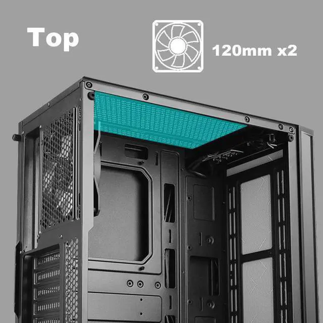Alt view image 6 of 7 - AZZA Spectra 280B / Gaming / ATX Mid Tower / Tempered Glass / Black / 240mm Radiator Support
