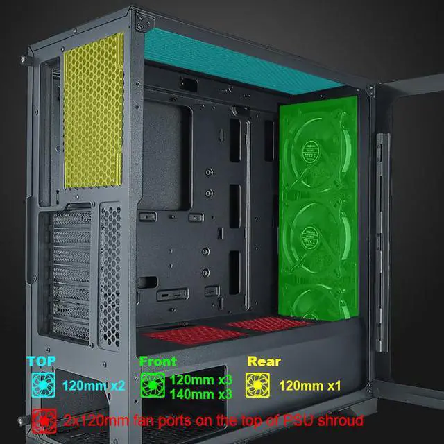 Alt view image 5 of 7 - AZZA Octane A 460A / Gaming / ATX Mid Tower / tempered glass/ Black / 3x 120 mm ARGB fans included / ARGB control board included