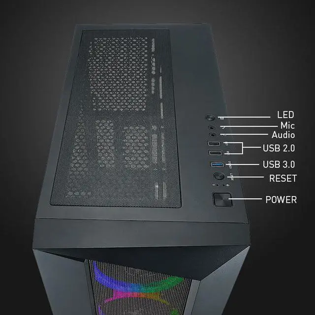 Alt view image 2 of 7 - AZZA Octane A 460A / Gaming / ATX Mid Tower / tempered glass/ Black / 3x 120 mm ARGB fans included / ARGB control board included